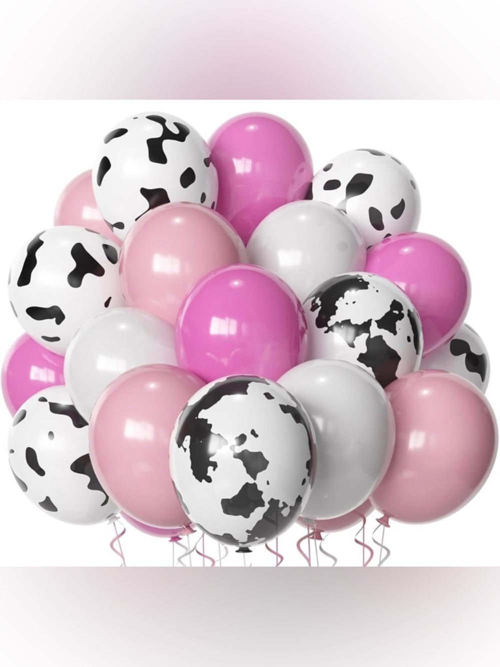 NWOT (40) Pink Silver Cow Print Theme Farm Birthday Party Balloons Decorations